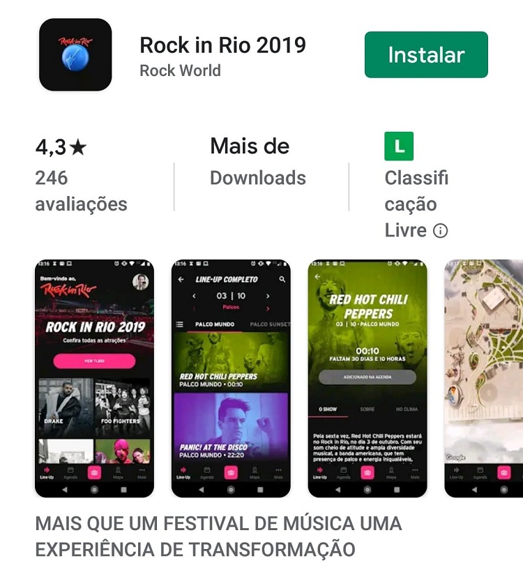 Aplicativo Rock in Rio 2019
