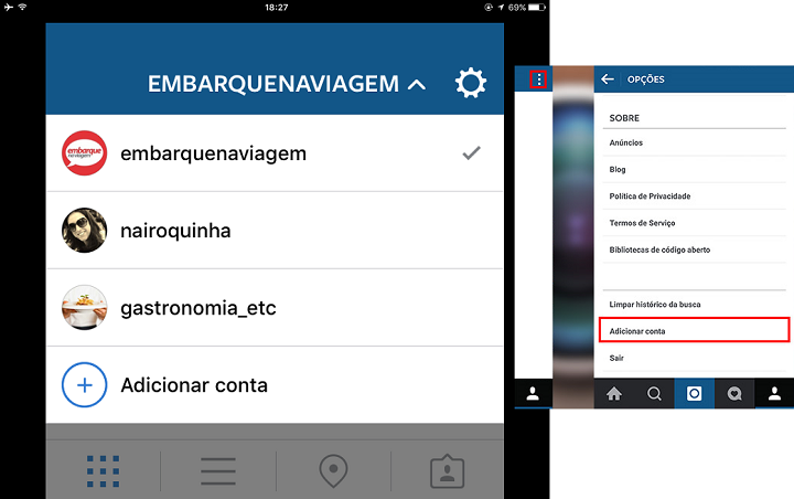 A partir da versão 7.15 do Instagram, qualquer usuário pode vincular até cinco contas simultaneamente.