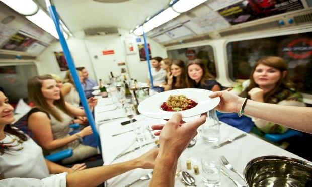 Luxury Dining Experience on a London Tube Carriage