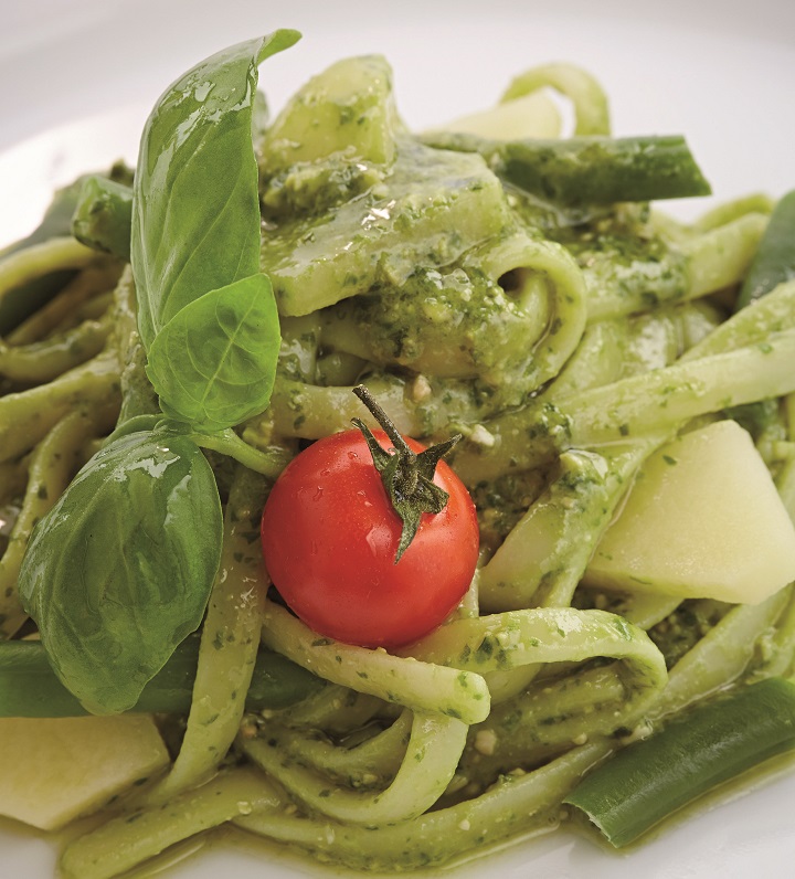 Master Series Cipriani. Linguini ao pesto, batata e vagem.