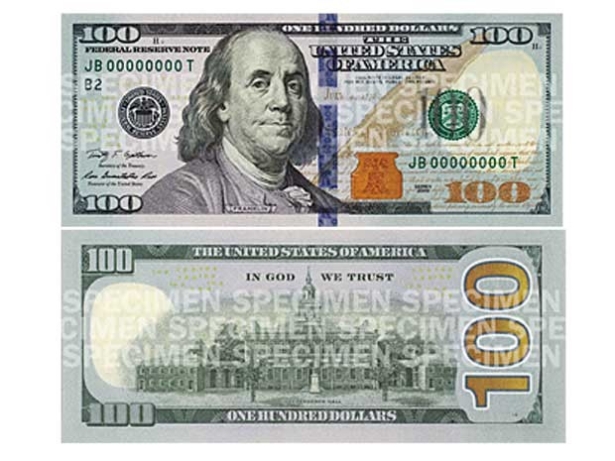 Nota de cem dólares (Foto Reprodução-Federal Reserve Bank)