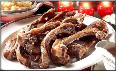 Pinnekjøtt. Norwegian traditional holiday dish, made from lamb ribs.