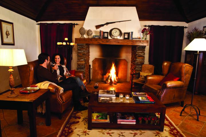 Tomando vinho em casa tipica