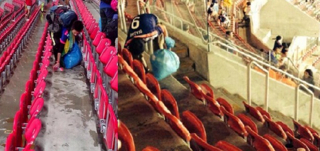 Torcida do Japão limpa a Arena Pernambuco