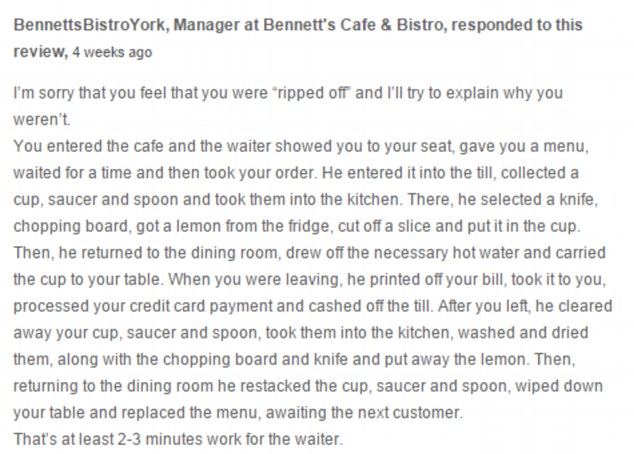 resposta no tripadvisor